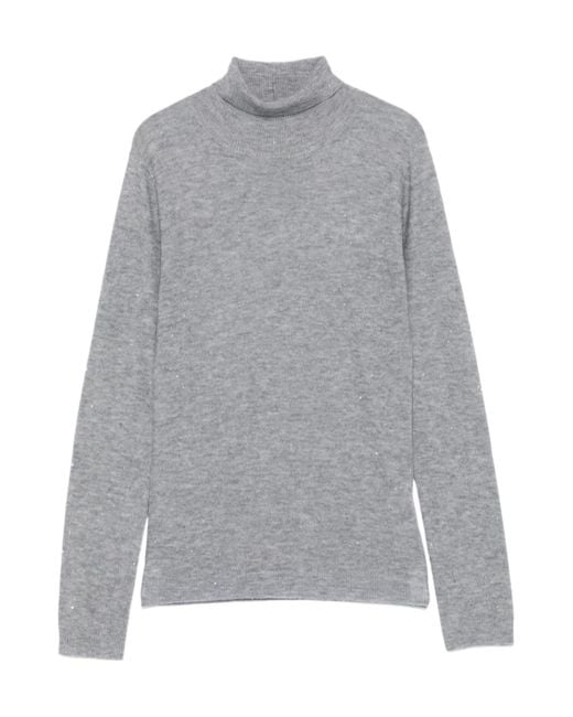 Fabiana Filippi Gray Sequin High Neck Jumper