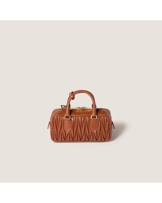 Miu Miu Brown Quilted Top-Handle Tote Bag