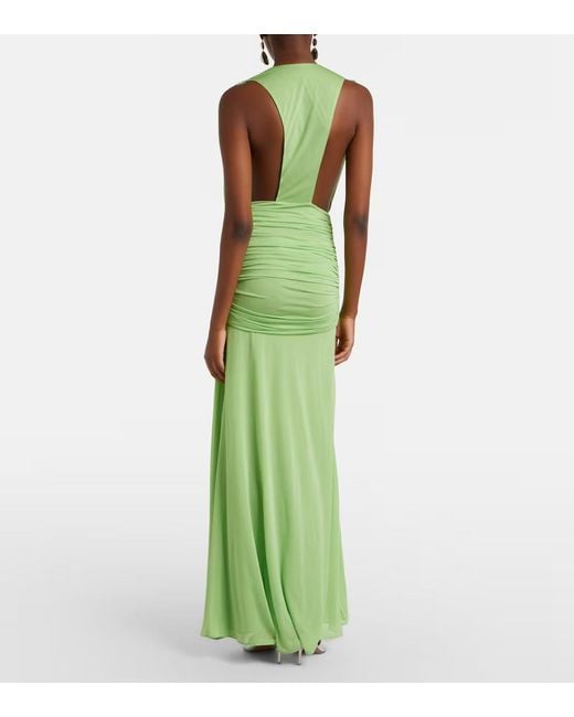 Christopher Esber Green Ripple Draped Jersey Gown