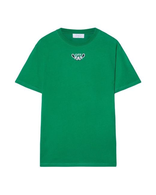 Off-White c/o Virgil Abloh Green Logo Printed Crewneck T-Shirt for men