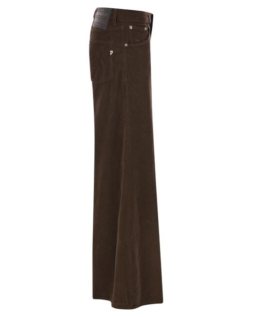Dondup Brown Marlen Corduroy Wide-Leg Pants