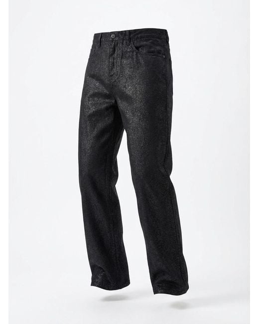 Gucci Black Printed Cotton Denim Pants for men