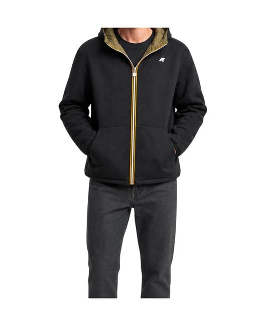 K-Way Black Reversible Logo Coat for men