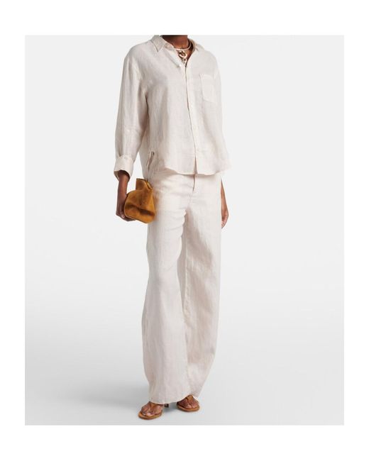 Citizens of Humanity White Kayla Shrunken Linen Shirt