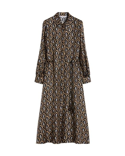 Max Mara Brown Printed Midi Dress