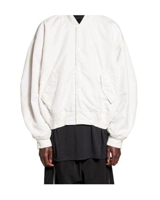 Balenciaga White Loop Sports Icon Varsity Jacket for men