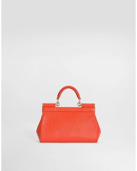 Dolce & Gabbana Red Logo Plaque Small Sicily Handbag