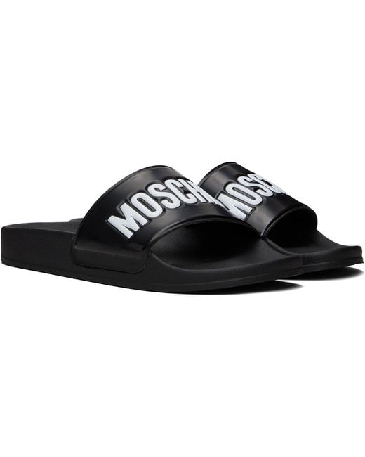 Moschino Black Logo Slippers for men