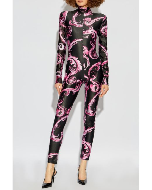 Versace Jeans Red Chromo Couture-Print Jumpsuit