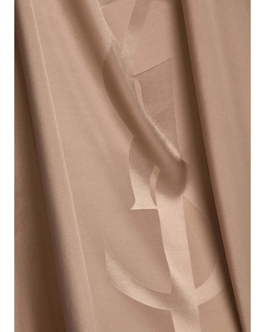 Saint Laurent Natural Logo-Jacquard Silk Scarf