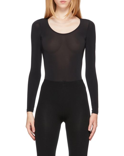 Wolford Black Buenos Aires Long-Sleeved Crewneck Bodysuit