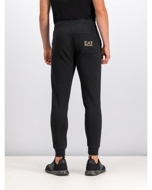 Emporio Armani Blue Logo-Print Cotton Track Trousers for men