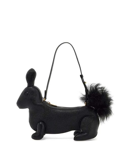 Thom Browne Black Squirrel-Motif Zipped Shoulder Bag