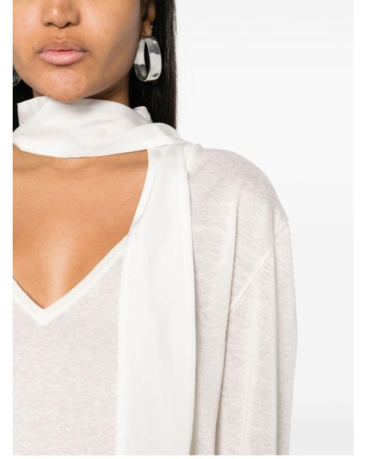 Fabiana Filippi White V-Neck Jumper