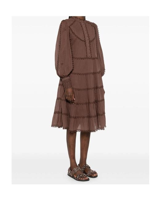 ERMANNO FIRENZE Brown Tiered Midi Dress