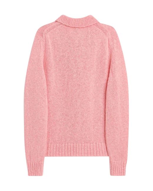 sunflower Pink Textured Polo Knitted Sweater for men