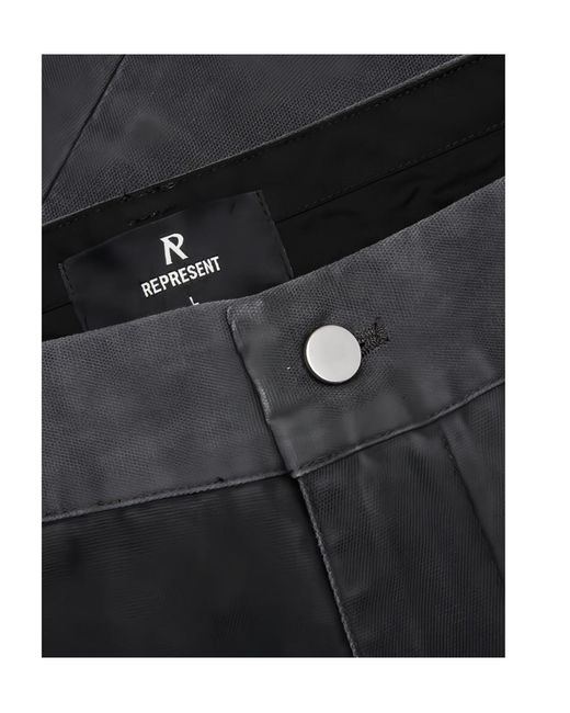 Represent Gray Zip-Detailed Washed Trousers for men