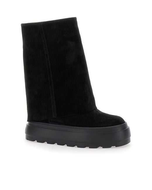 Casadei Black Layered Platform Boots