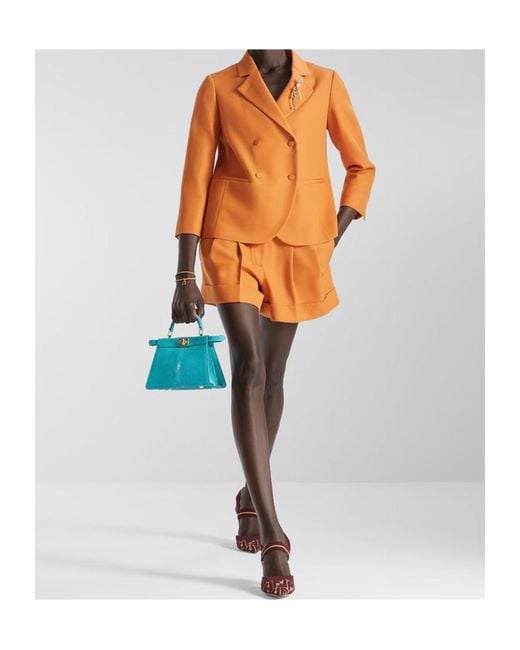 Fendi Orange Double Breasted Tailored Blazer