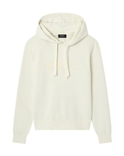 A.P.C. White Drawstring Hooded Sweatshirt for men