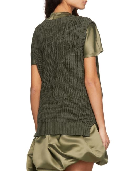we11done Black Cotton Rib Knitted Vest