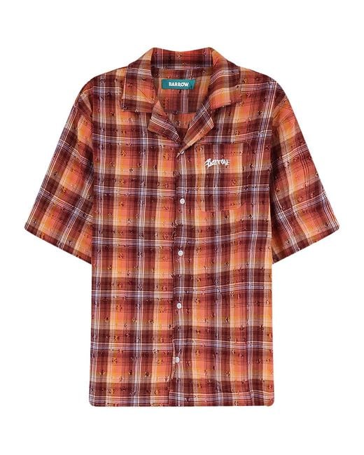 Barrow Red Distressed Check Bowling Shirt for men