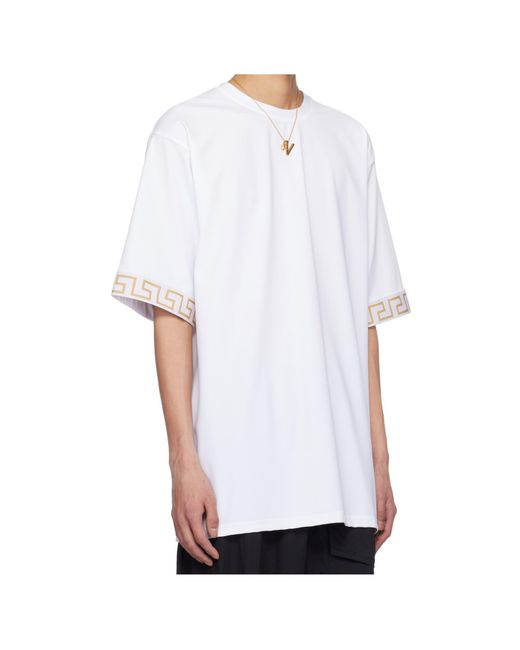 Versace White Greca-Trim Crewneck T-Shirt for men