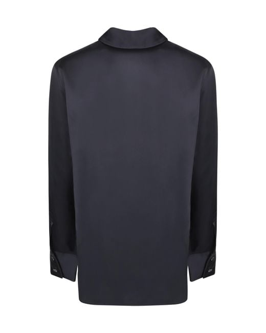 Incotex Blue Feather-Trimmed Long Sleeve Top