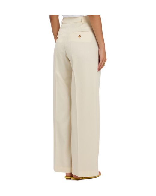 LaDoubleJ Natural Loose Pleated Wide-Leg Wool Trousers