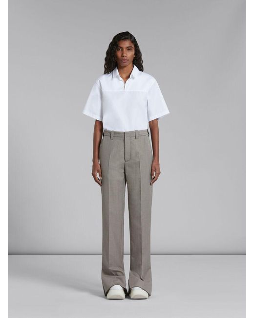 Marni Gray Houndstooth Checked Trousers