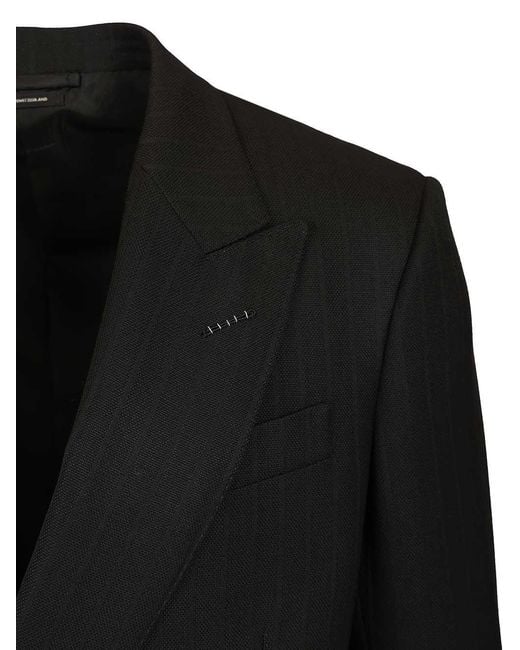Tom Ford Black Satin Striped Blazer for men