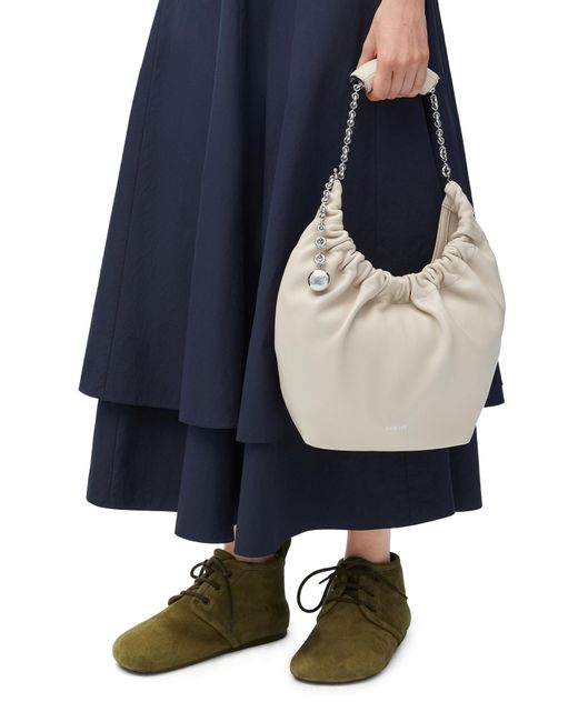 Loewe White Ruched Handle Shoulder Bag