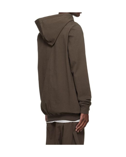 Rick Owens Brown Temple Long-Sleeved Hoodie for men