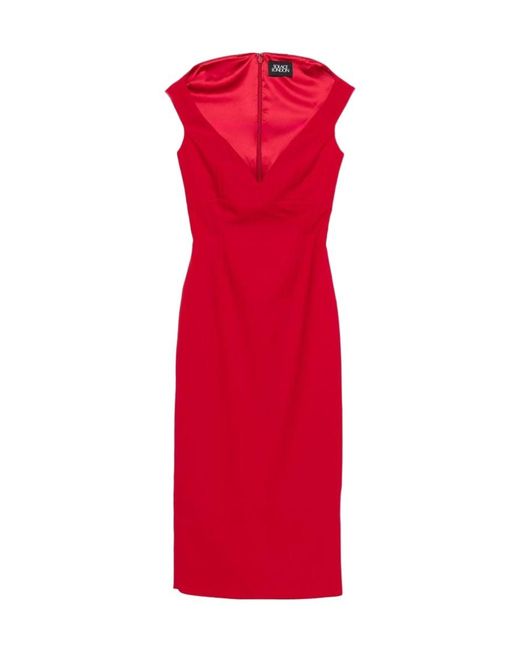 Solace London Red Monica V-Neck Midi Dress