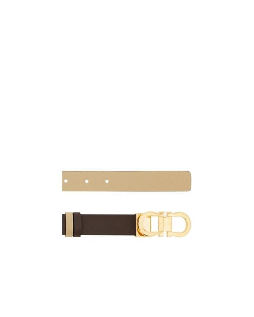 Ferragamo White Ferragamo Gancini Reversible Belt