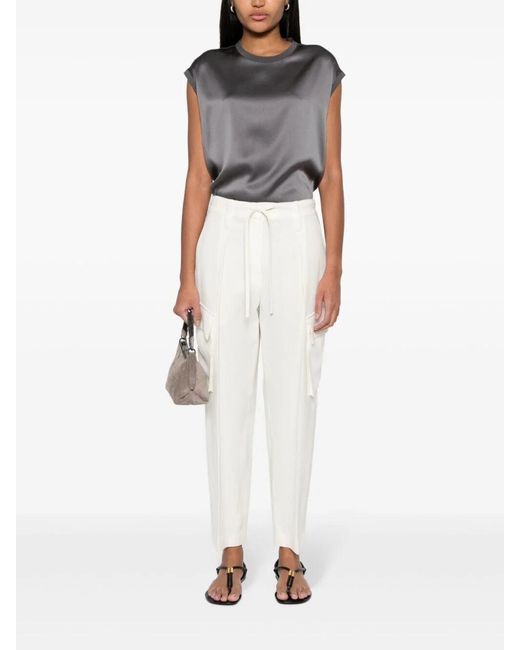 Brunello Cucinelli Gray Monili-Detail Blouse