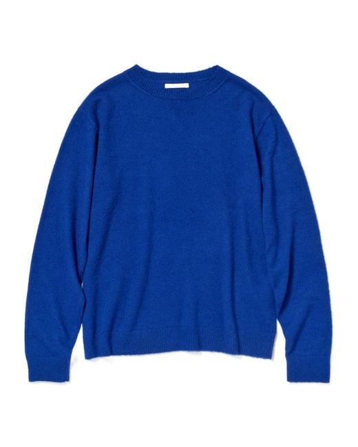 Auralee Blue Fine-Knit Round-Neck Sweater for men