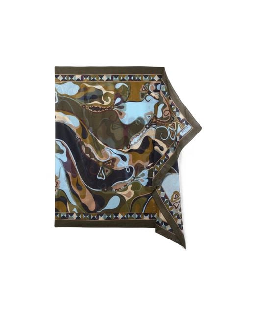 Emilio Pucci Green Pucci Orchidee Printed Pareo