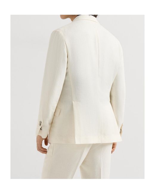 Brunello Cucinelli Natural Single-Breasted Blazer for men