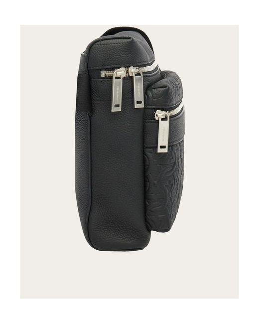 Ferragamo Black Embossed Satchel for men