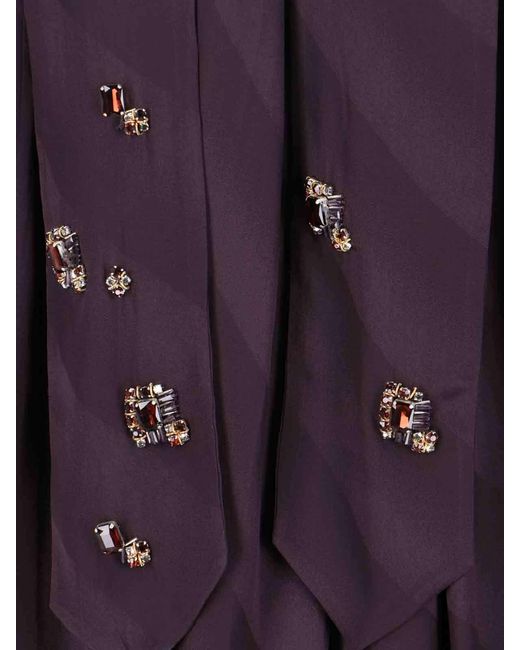 Dries Van Noten Purple Silk Blouse With Crystals