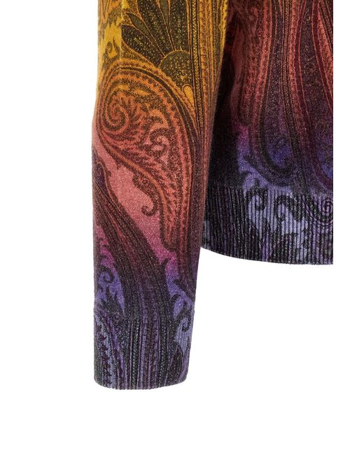 Etro Multicolor Paisley-Print Wool Sweater for men