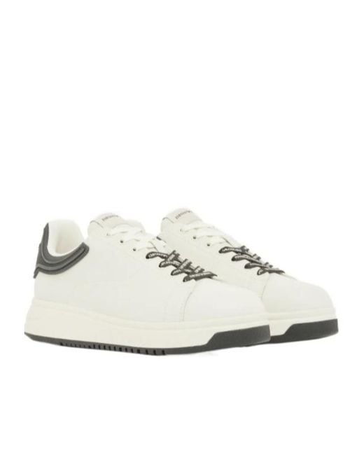 Emporio Armani White Chunky Sole Low-Top Sneakers for men