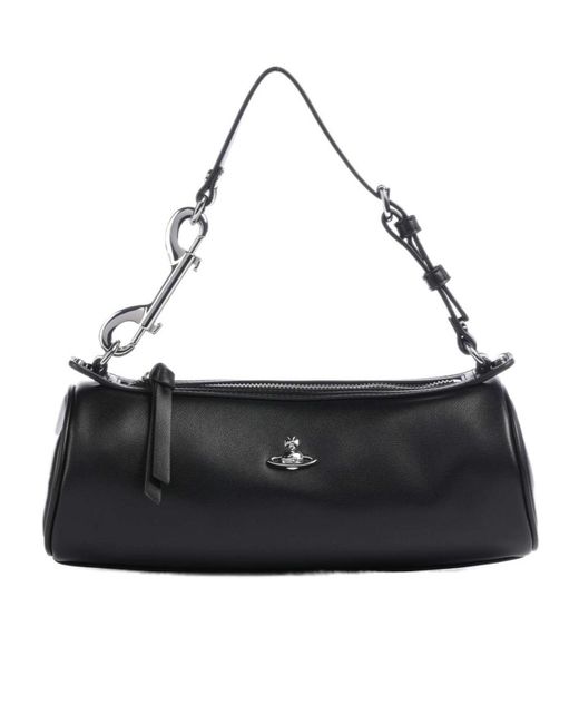 Vivienne Westwood Black Cindy Cylinder Smooth Shoulder Bag