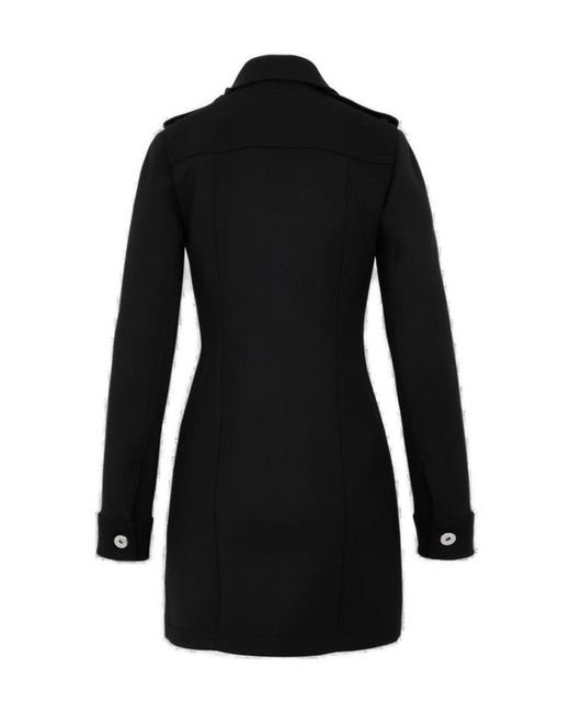 Bottega Veneta Black Structured Buttoned Mini Shirt Dress