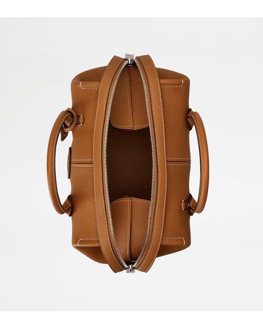 Tod's Brown Logo Embossed Tote Bag