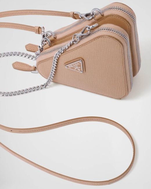 Prada White Saffiano Leather Mini Pouch