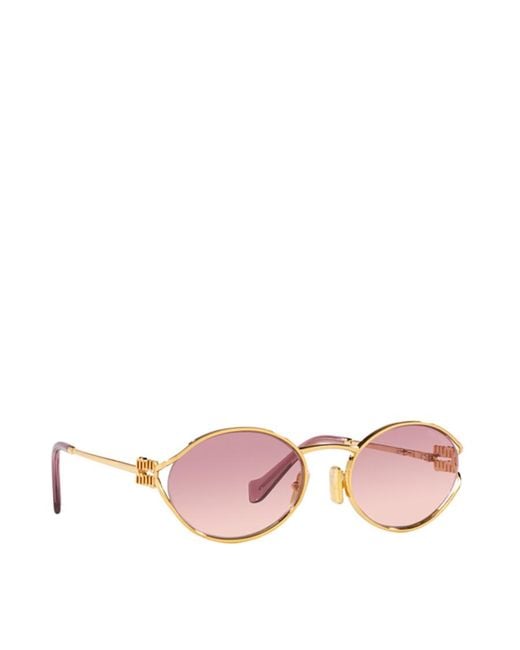 Miu Miu Pink Eyewear Oval Frame Sunglasses