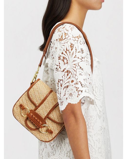 See By Chloé Brown Saddie Engraved-Logo Crossbody Bag