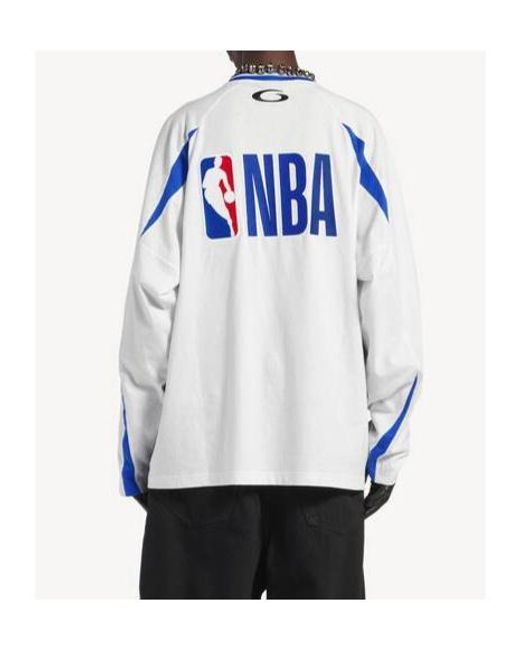 Balenciaga White Nba Collaboration Oversized Long Sleeve T-Shirt for men